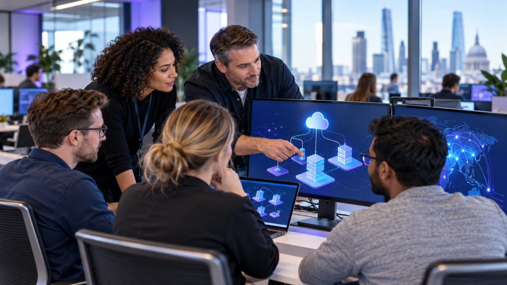 Internal IT team collaborating with an external technology specialist