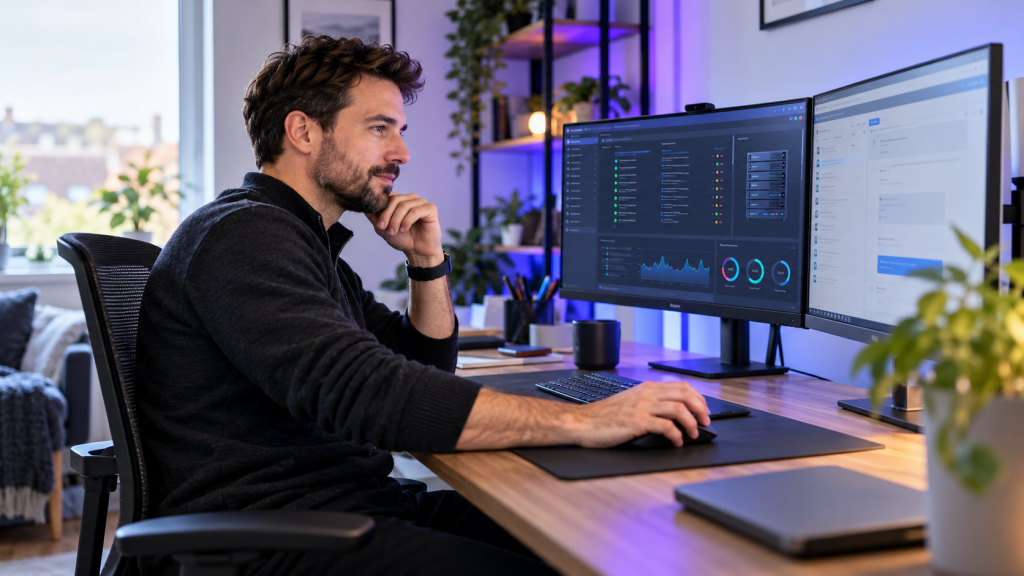 Remote IT Support Technician working from a modern home office